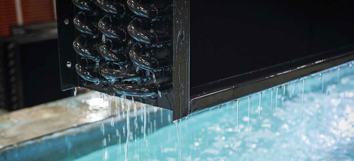 Close up of Nortek Data Center Cooling coil being tested in water