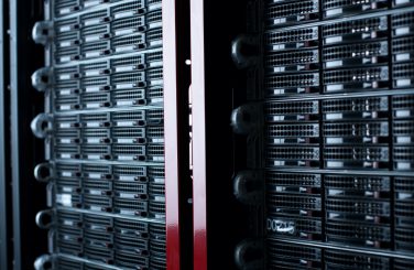 Close up of servers in a data center