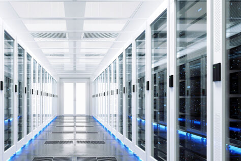 Row of servers in clean modern data center